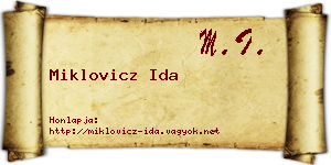 Miklovicz Ida névjegykártya